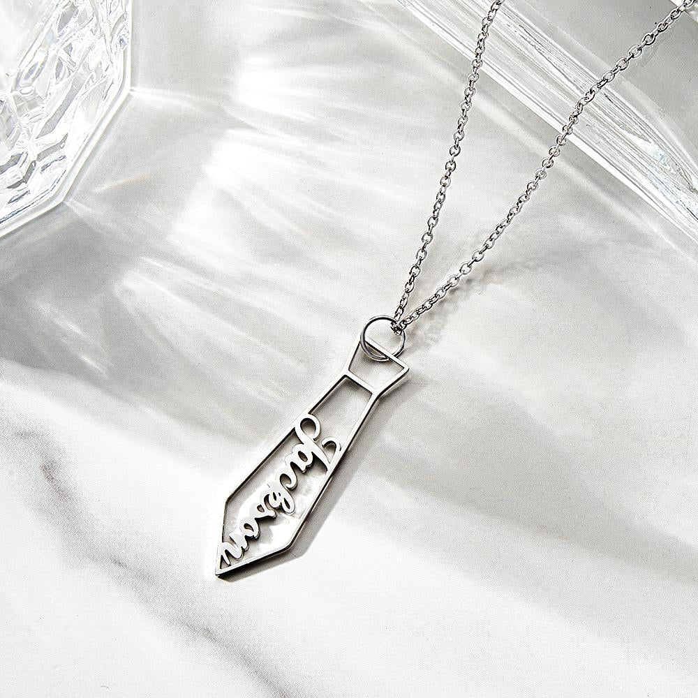 Custom Name Necklace Tie Creative Metal Gifts for Dad - soufeelau