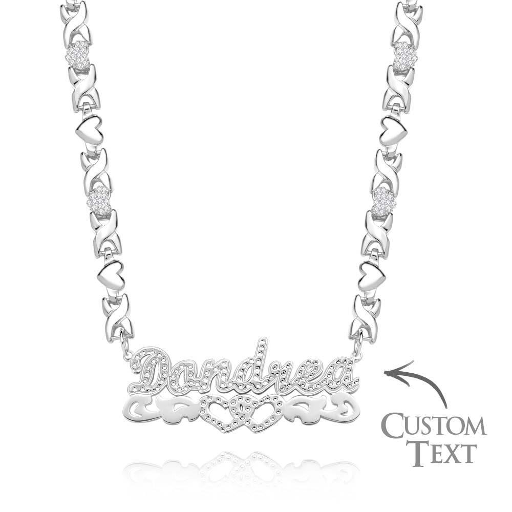 Personalized Hip Hop Name Necklace Hollow Out Heart Necklace Gifts for Men - soufeelau