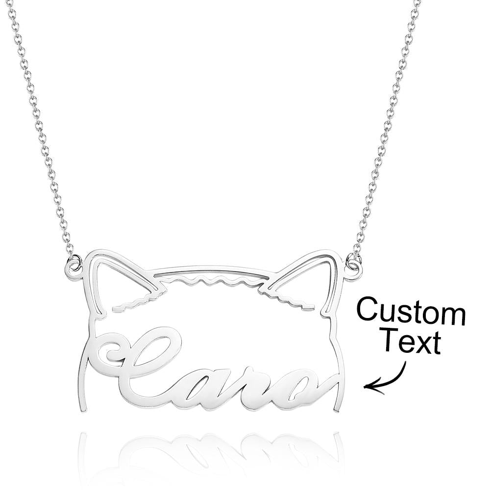 Custom Pet Silhouette Name Necklace Cute Dog Cat Modeling Jewelry Gift for Pet Lover - soufeelau