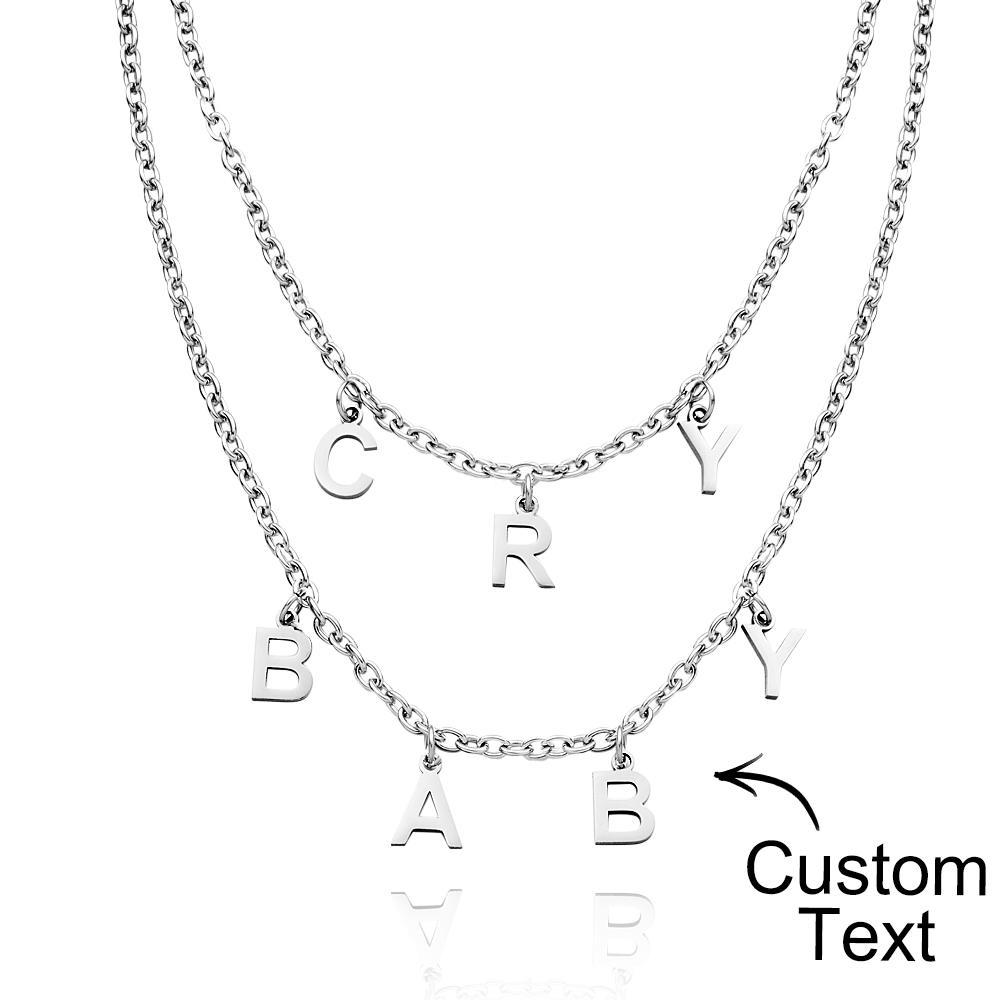 Custom Name Necklace Silver Fashion Letter Patchwork Necklaces Rave Edgy Punk Goth Jewelry - soufeelau