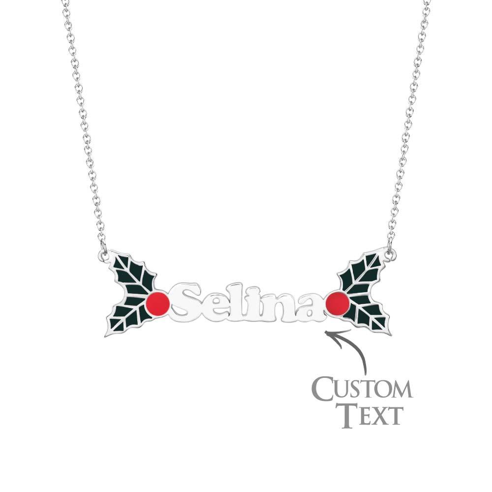 Custom Name Necklace Christmas Berries Unique Gift - soufeelau