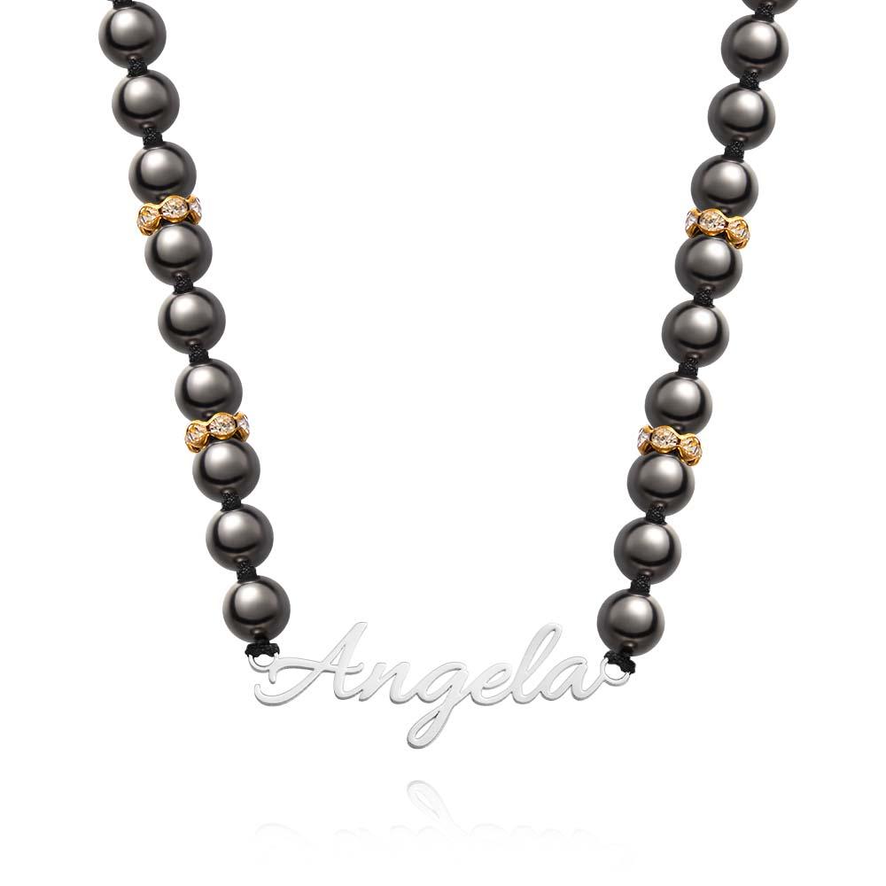 Personalized Name Black Beads Necklace Simple jewelry Gifts For Her - soufeelau