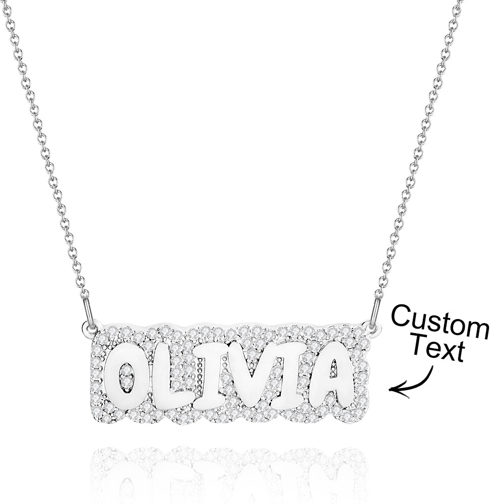 Custom Diamond Name Necklace Bubble Creative Gift - soufeelau