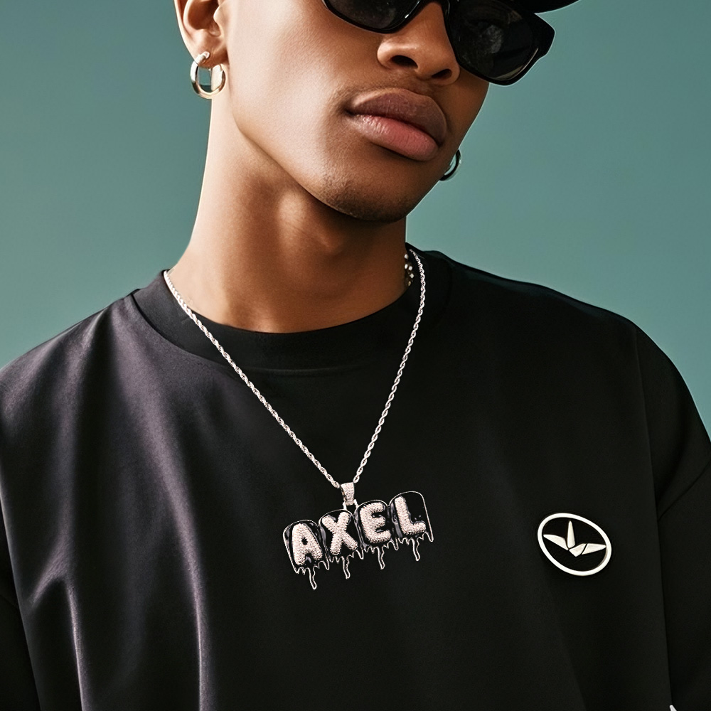 Custom Men's Name Necklace Hip Hop Oil Drop Letter Necklace Street Style Pendant Gift for Him - soufeelau