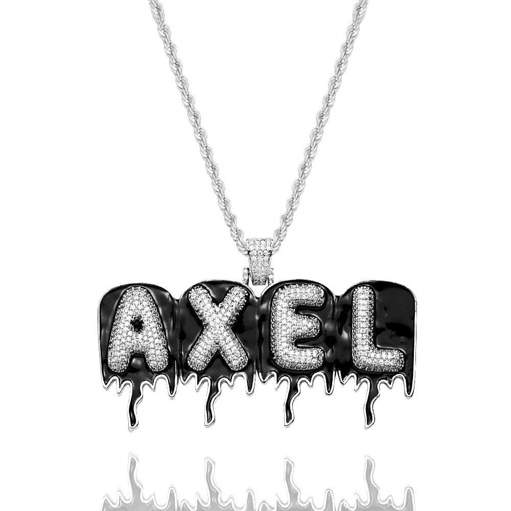 Custom Men's Name Necklace Hip Hop Oil Drop Letter Necklace Street Style Pendant Gift for Him - soufeelau
