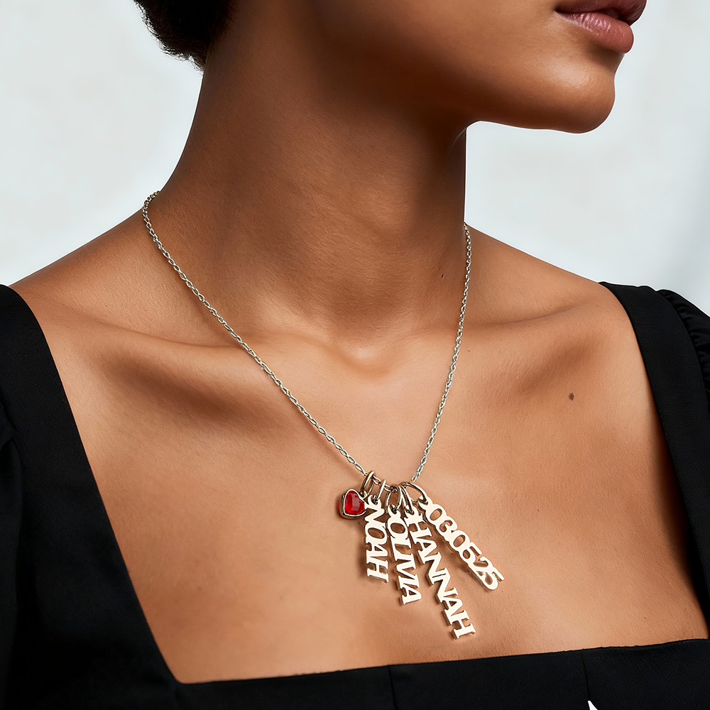 Custom Chain Name Necklace Multi-name Necklace Diamond Name Necklace Gift For Her - soufeelau