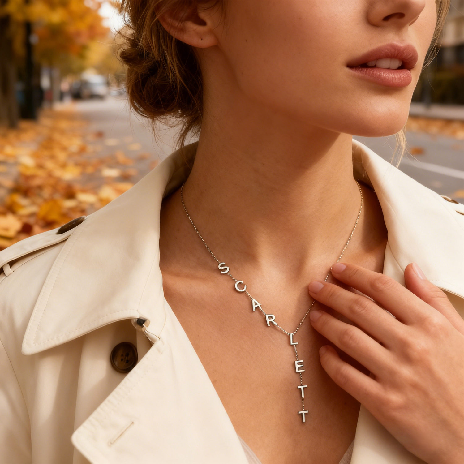 Custom Initial Necklace Custom Drop Name Necklace Name Y Necklace Personalized Gift for Her Bridesmaid Jewelry - soufeelau