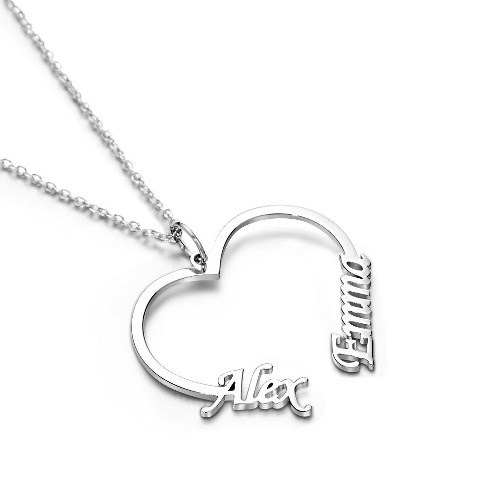 Personalized Name and Heart Necklace Custom Two Name Dainty Gift for Girl Friend - soufeelau