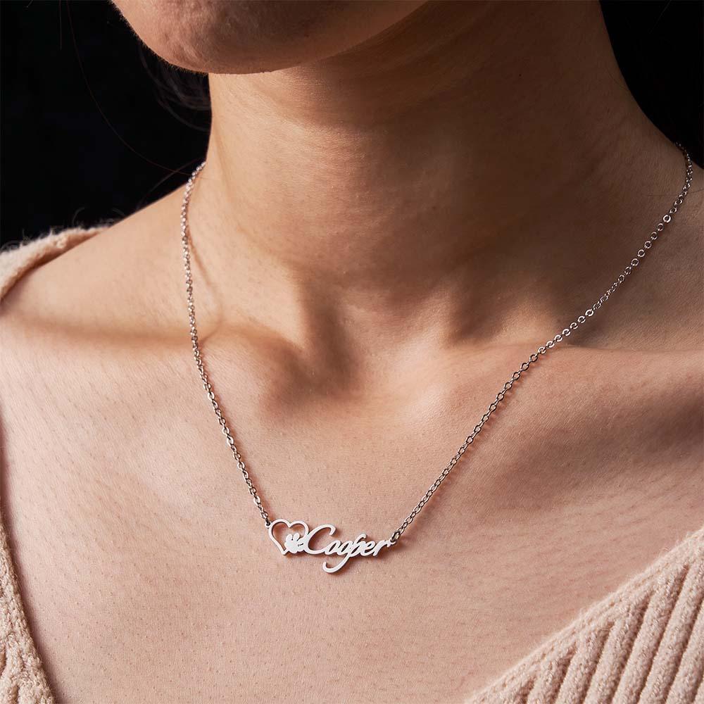 Personalized Name Necklace With Dog Paw Pet Memorial Gift Great Gifts for Pet Lovers - soufeelau