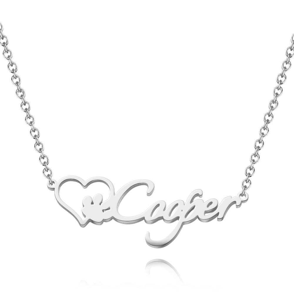 Personalized Name Necklace With Dog Paw  Pet Memorial Gift Great Gifts for Pet Lovers - soufeelau