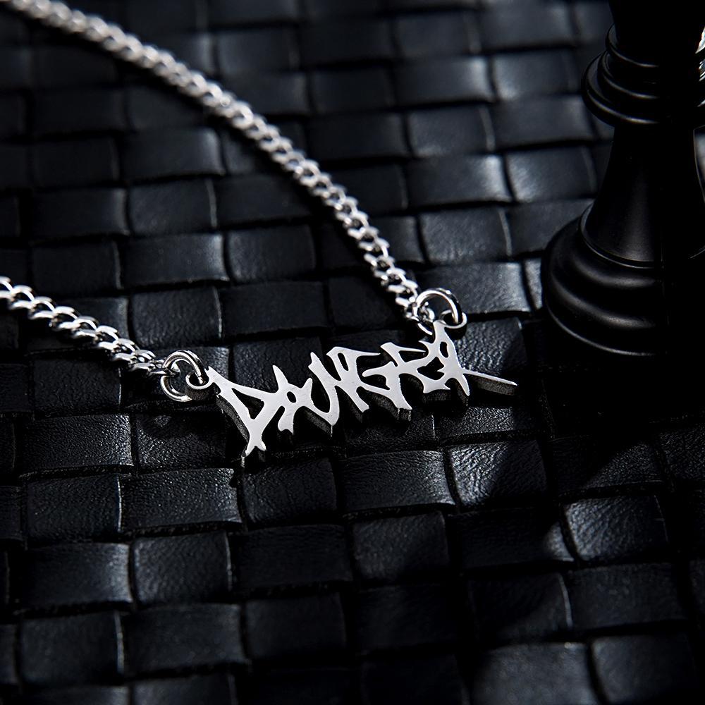 Custom Punk Name Necklace Alphabet Pendant Necklace Gothic Thorn Letter Initial Pendant Necklace - soufeelau