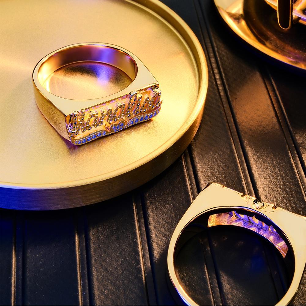 Custom Hip Hop Name Ring With Heart Decor Jewelry Gift for Men Women - soufeelau