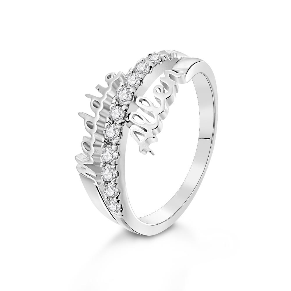 Custom Two Names Ring Personalized Gift For Mom Best Friend Gift Stackable Ring - soufeelau