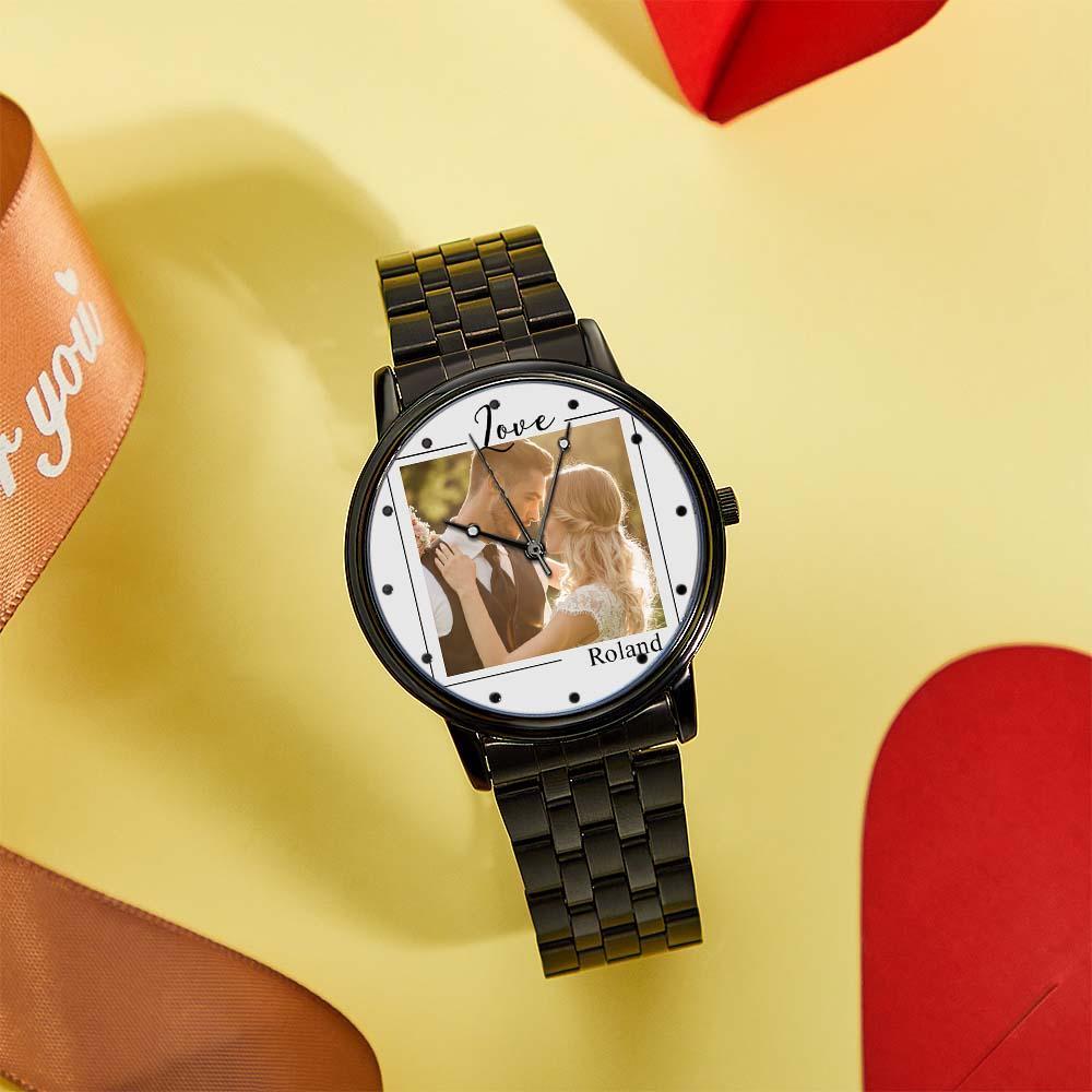Custom Photo Watch for Men Personalized Engraved Picture Watch for Husband Valentine's Day - soufeelau