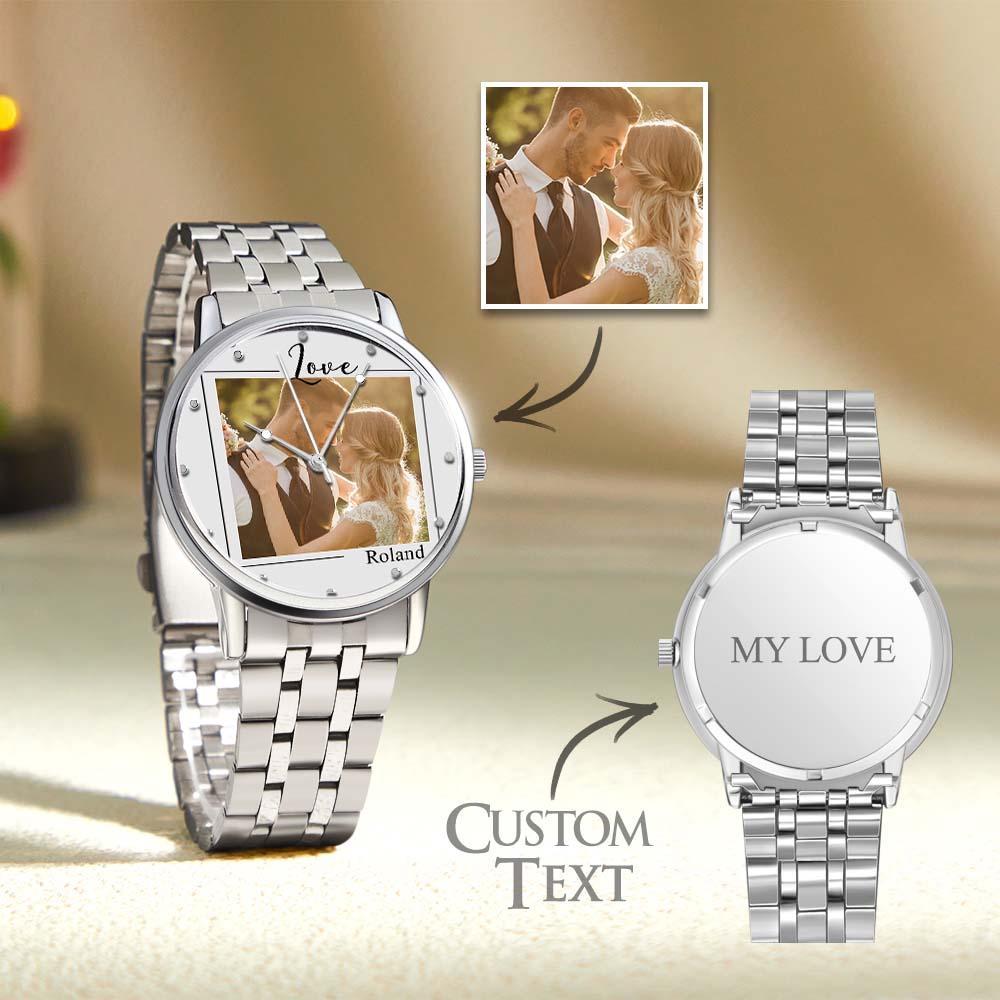 Custom Photo Watch for Men Personalized Engraved Picture Watch for Husband Valentine's Day - soufeelau