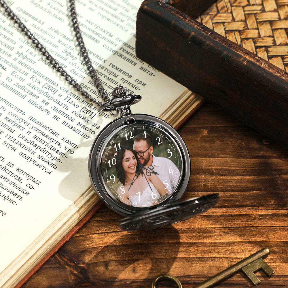 Custom Photo Pocket Watch Personalised Hollow Pattern Pocket Watchs Gift - soufeelau