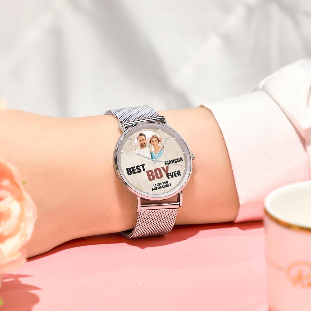 Custom Engraved Photo Watches With Alloy Strap Valentine's Day Gift For Him - soufeelau
