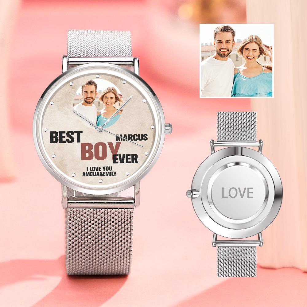 Custom Engraved Photo Watches With Alloy Strap Valentine's Day Gift For Him - soufeelau