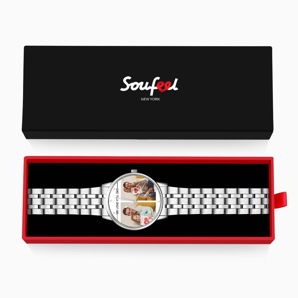Custom Engraved Photo Watch Personalized Engraved Picture Watch Father's Day Gifts For Dad - soufeelau