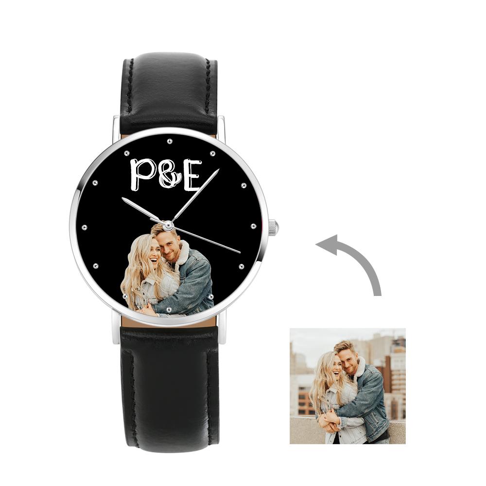 Custom Photo Leather Strap Watch With Text Unique Watch Valentine's Day GIfts - soufeelau