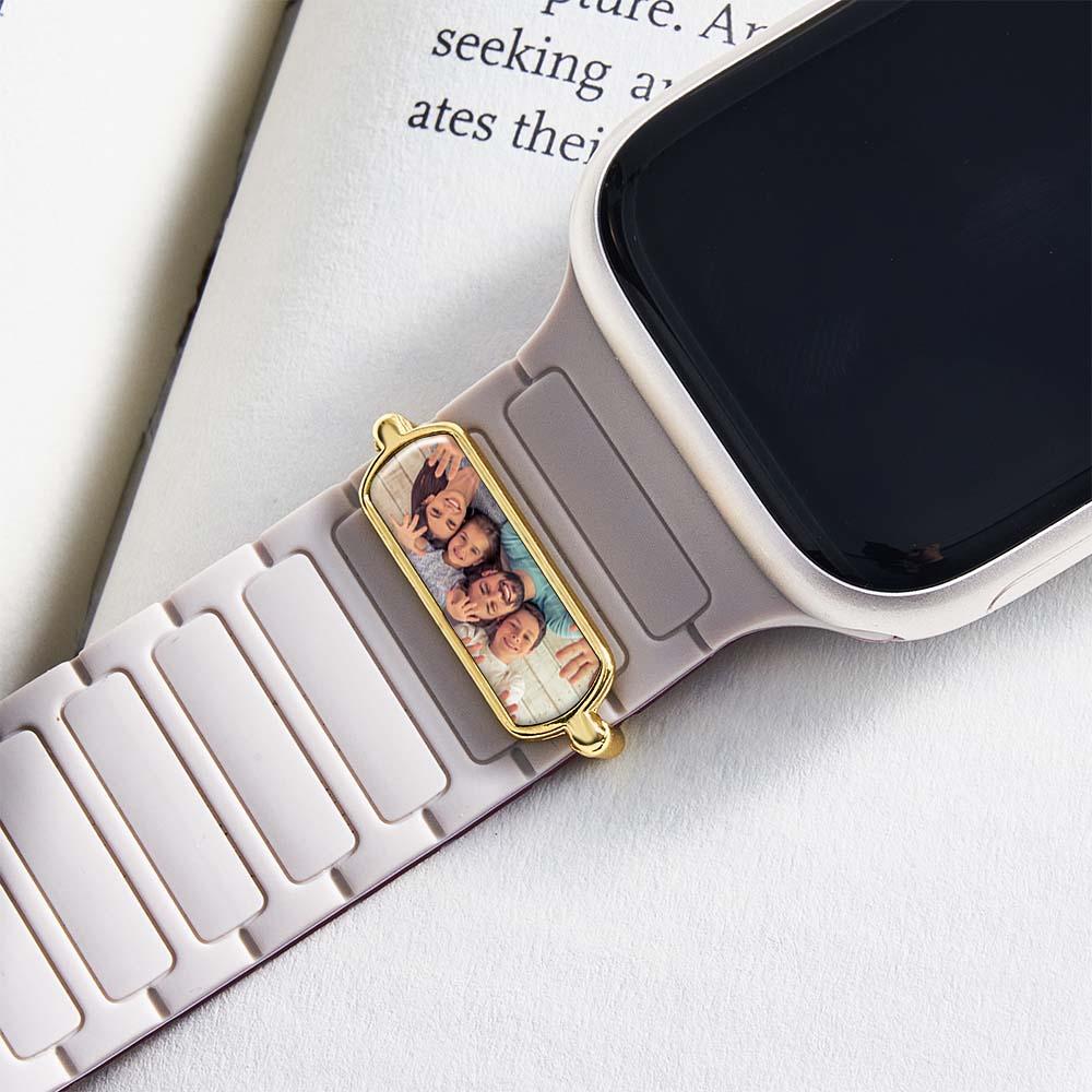 Custom Photo Engraved Watch Strap Charm - Personalized Smartwatch Beaded Accessory