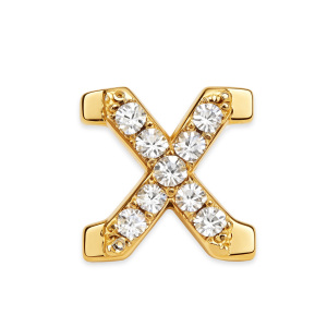 Letter With Diamond X Charm - Gold