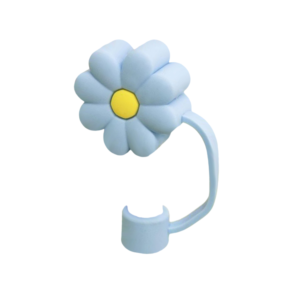 Blue Flowers Silicone Straw Protective Cover - soufeelau