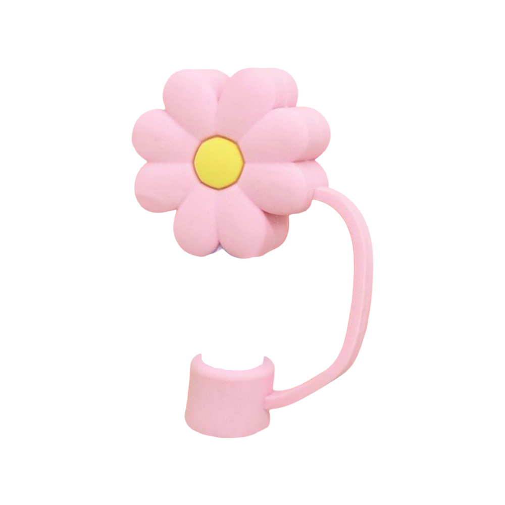 Pink Flowers Silicone Straw Protective Cover - soufeelau