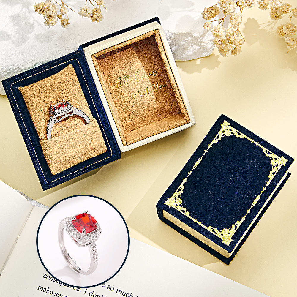 Book Shape Box with Adjustable Ring Multicolor Valentine's Day Gift For Lover For Her - soufeelau