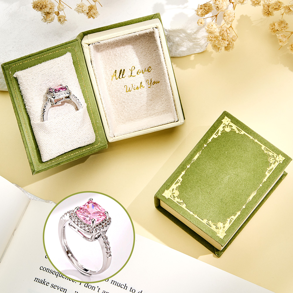 Book Shape Box with Adjustable Ring Multicolor Valentine's Day Gift For Lover For Her - soufeelau
