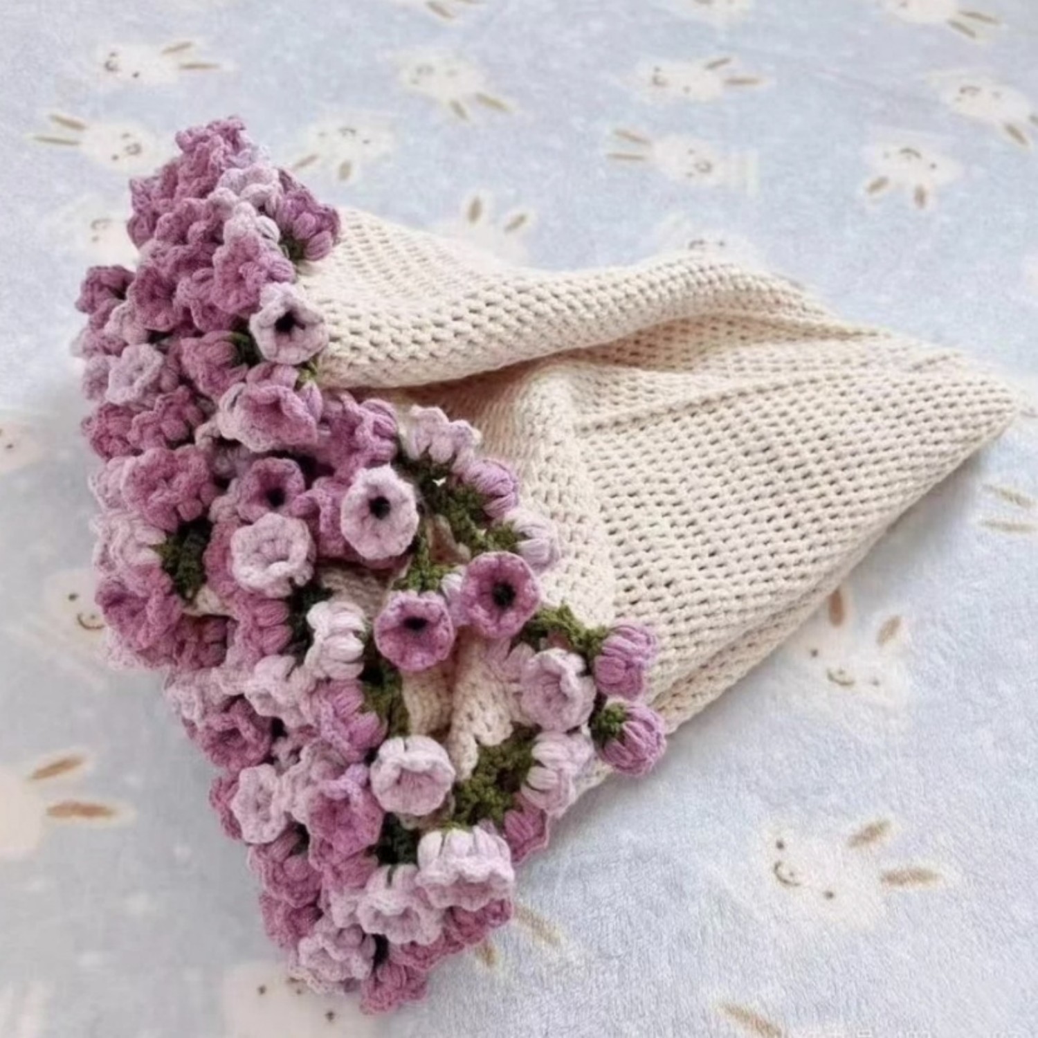 Hand-Knitted Rose Blanket DIY Kit & Ready-Made Gift for Mother's Day Valentine's Day - soufeelau