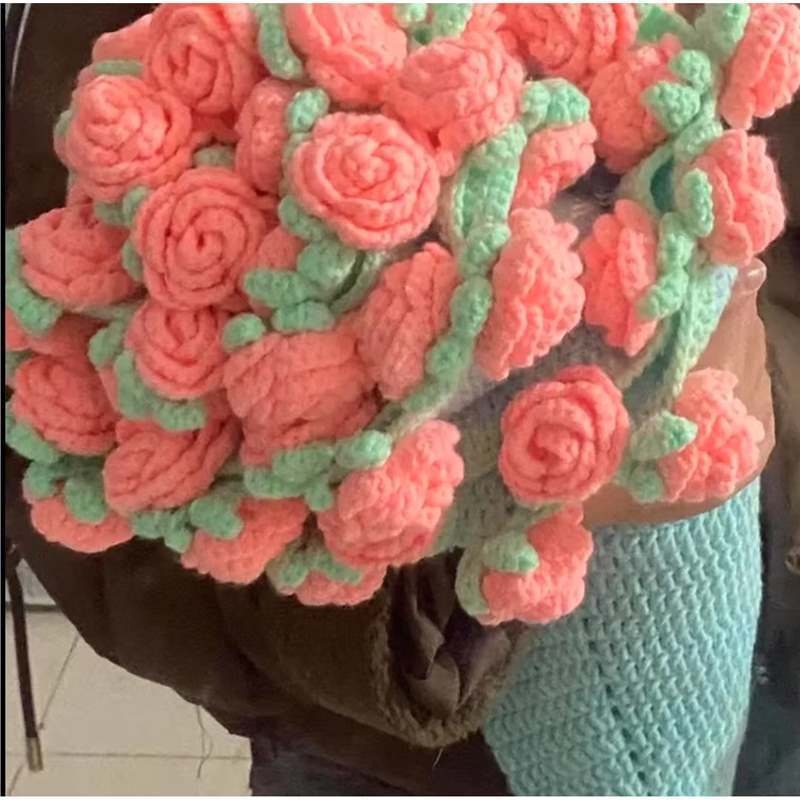 Hand-Knitted Rose Blanket Bouquet Blanket Diy Material Package Hand-Woven Flower Blanket Gift For Her - soufeelau