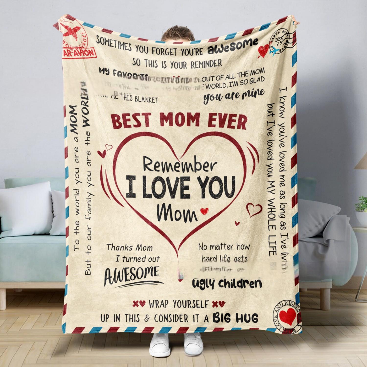 Best Mom Ever Soft Fleece Throw Blanket Mothers Day Birthday Gifts for Women Mama Present for Mother-in-Law Gift for Mom from Daughter Son - soufeelau