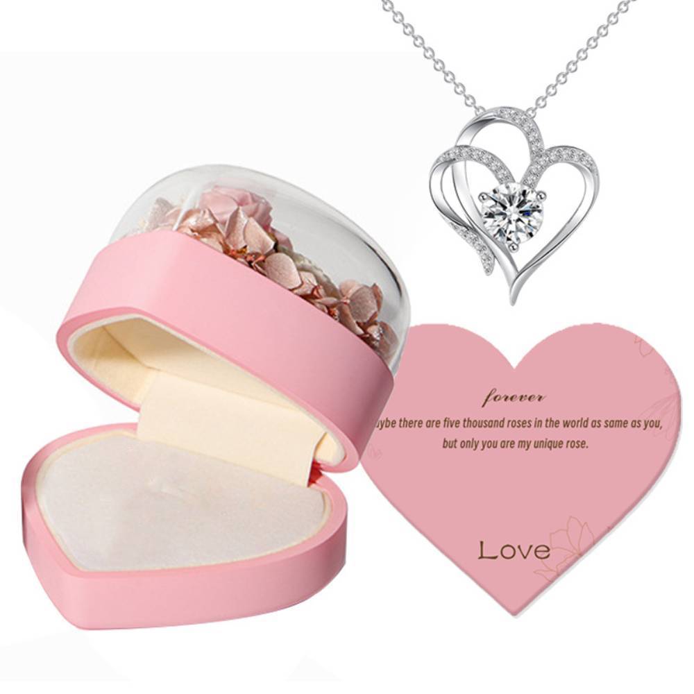 Rose Jewelry Box Heart Gift Box Necklace Gift Box Valentine's Day Gift for Her - soufeelau