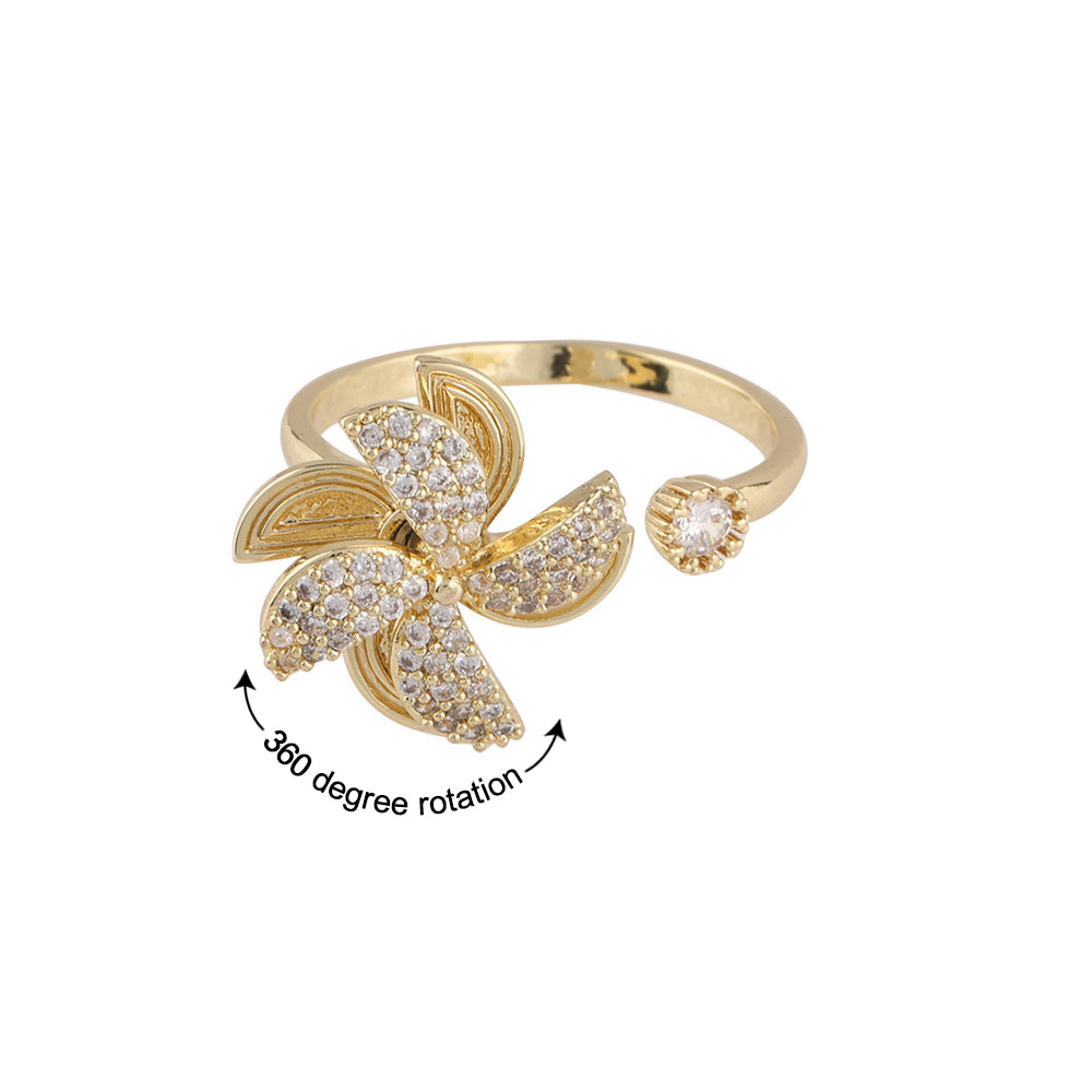 Fidget Anxiety Ring, Windmill Ring Adjustable Rotating Ring, Jewelry Gift for Her - soufeelau