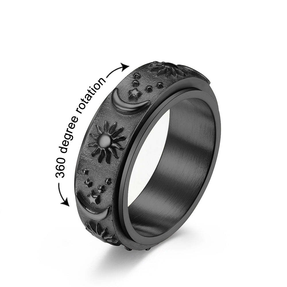 Anti Anxiety Ring for Women Men, Moon Star Sun Anxiety Ring Spinner - soufeelau