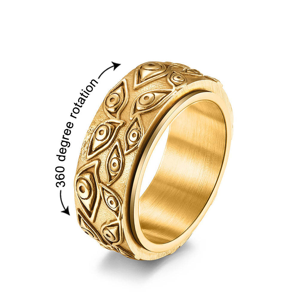 Anxiety Ring For Men Women, Evil Eye of God Rotating Ring - soufeelau