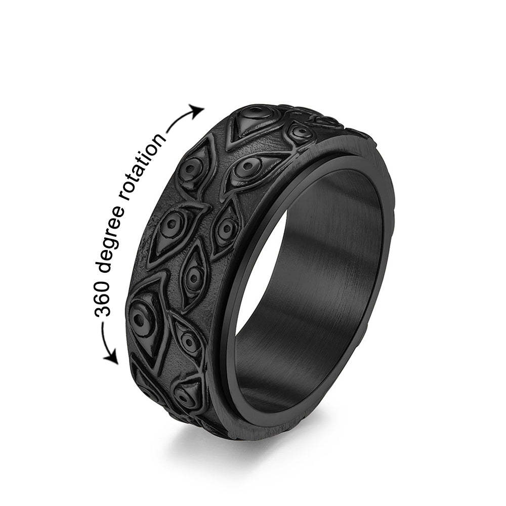 Anxiety Ring For Men Women, Evil Eye of God Rotating Ring - soufeelau