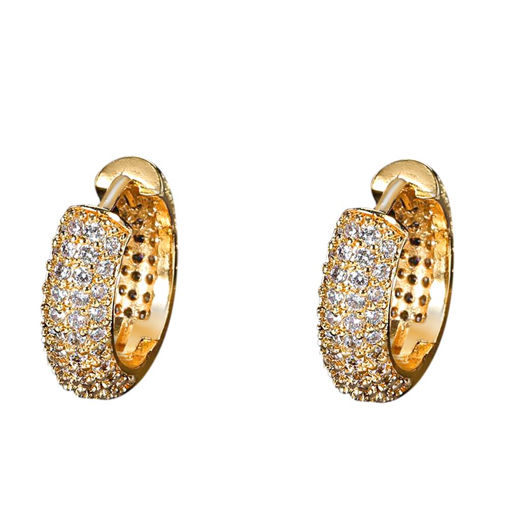 Hip Hop Earrings Trendy Round Full Zircon Earrings Personality Men's jewelry - soufeelau
