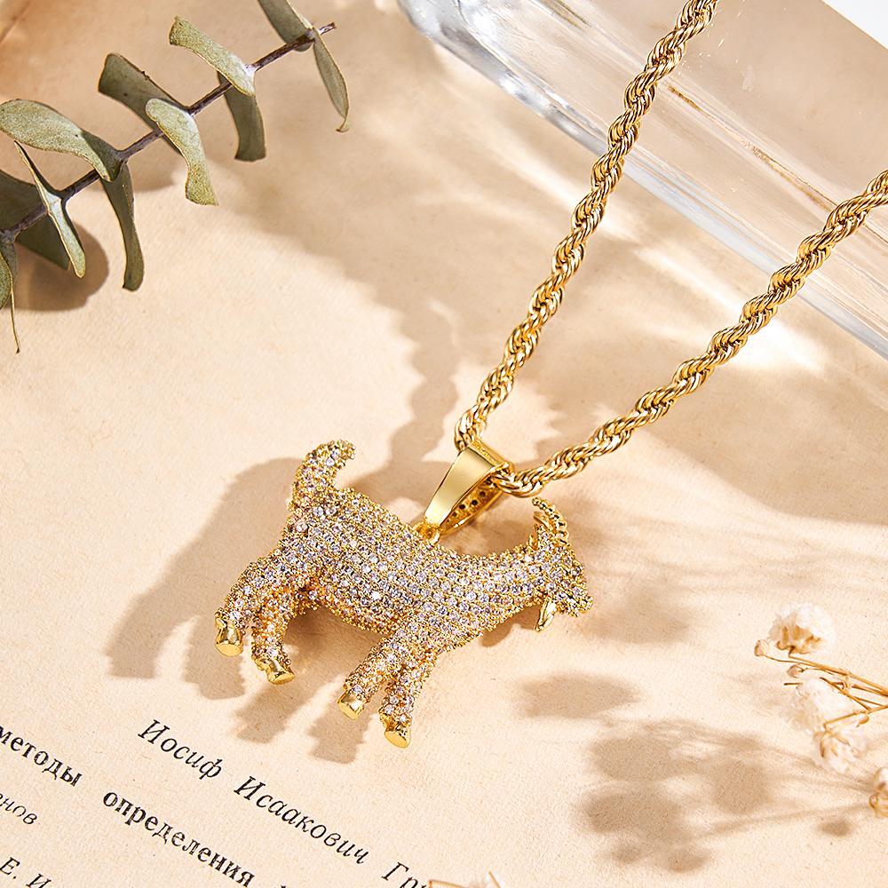 Hip Hop Necklace Trendy Ziron Goat Iced Out Necklace Jewelry Gifts For Men - soufeelau