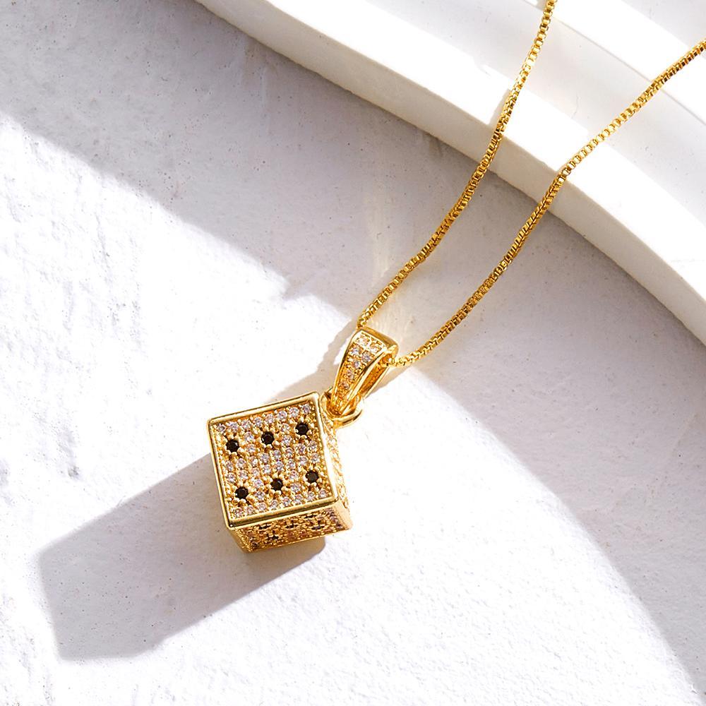 Hip Hop Necklace Fashionable Dice Zircon Necklace Jewelry Gifts For Men - soufeelau