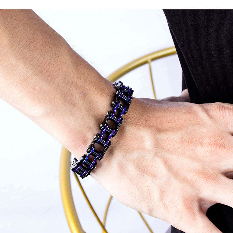 Retro Bicycle Chain Bracelet Black Blue Gifts for Fashion Men - soufeelau