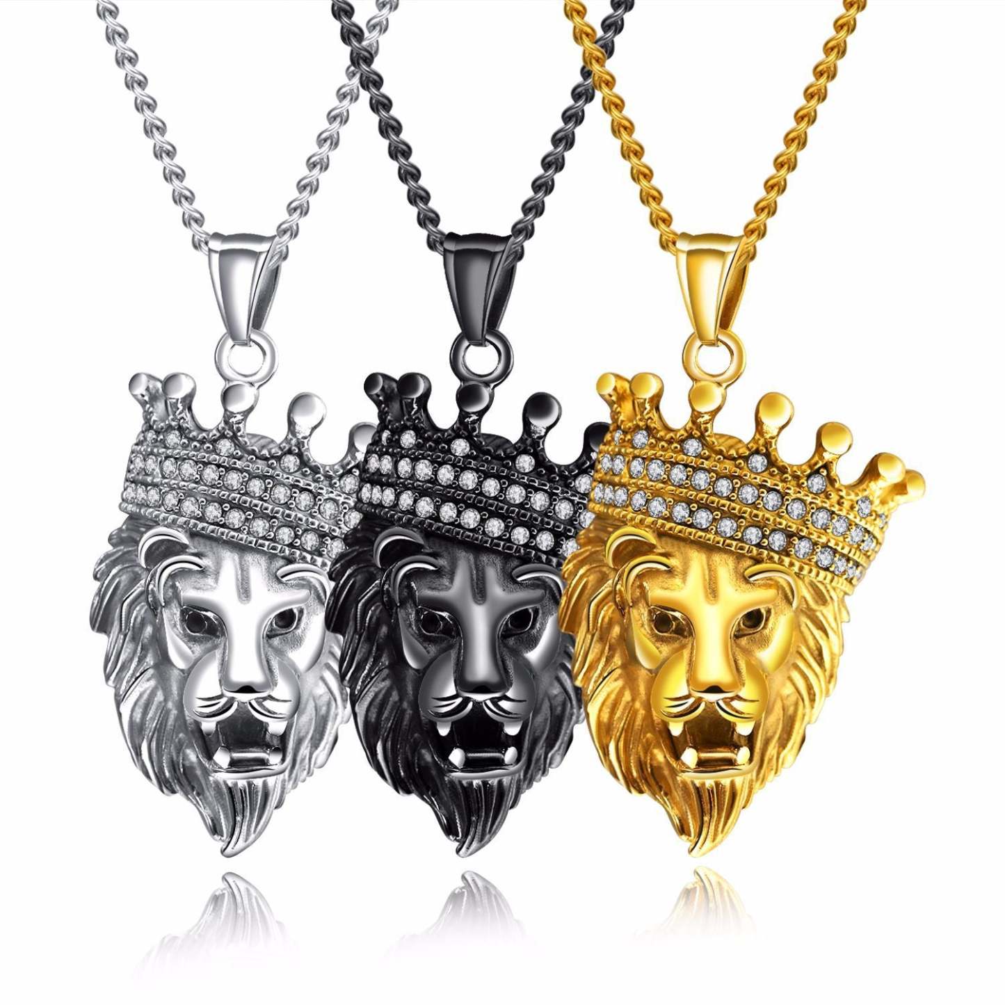 Crown Lion Head Necklace Fashion Micro-set Diamond Men's Accessories