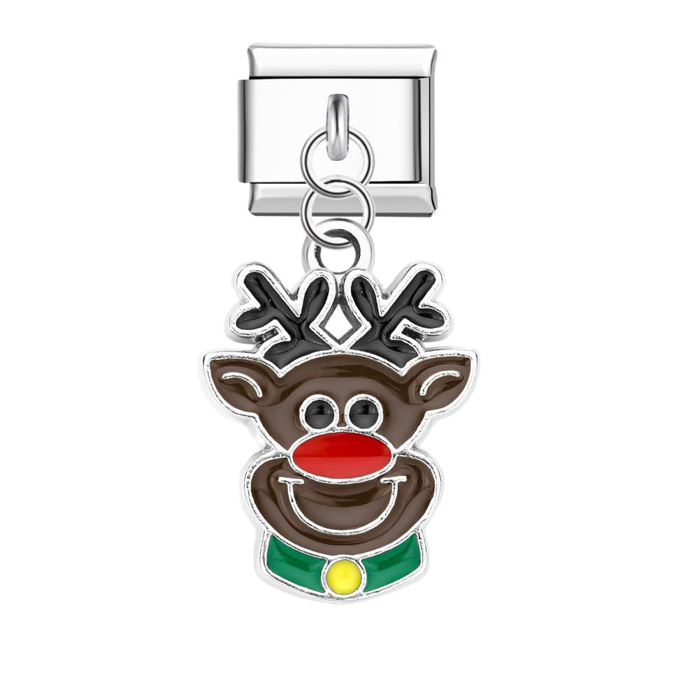 Christmas Elk Italian Charm For Italian Charm Bracelets Composable Link Christmas Gift - soufeelau