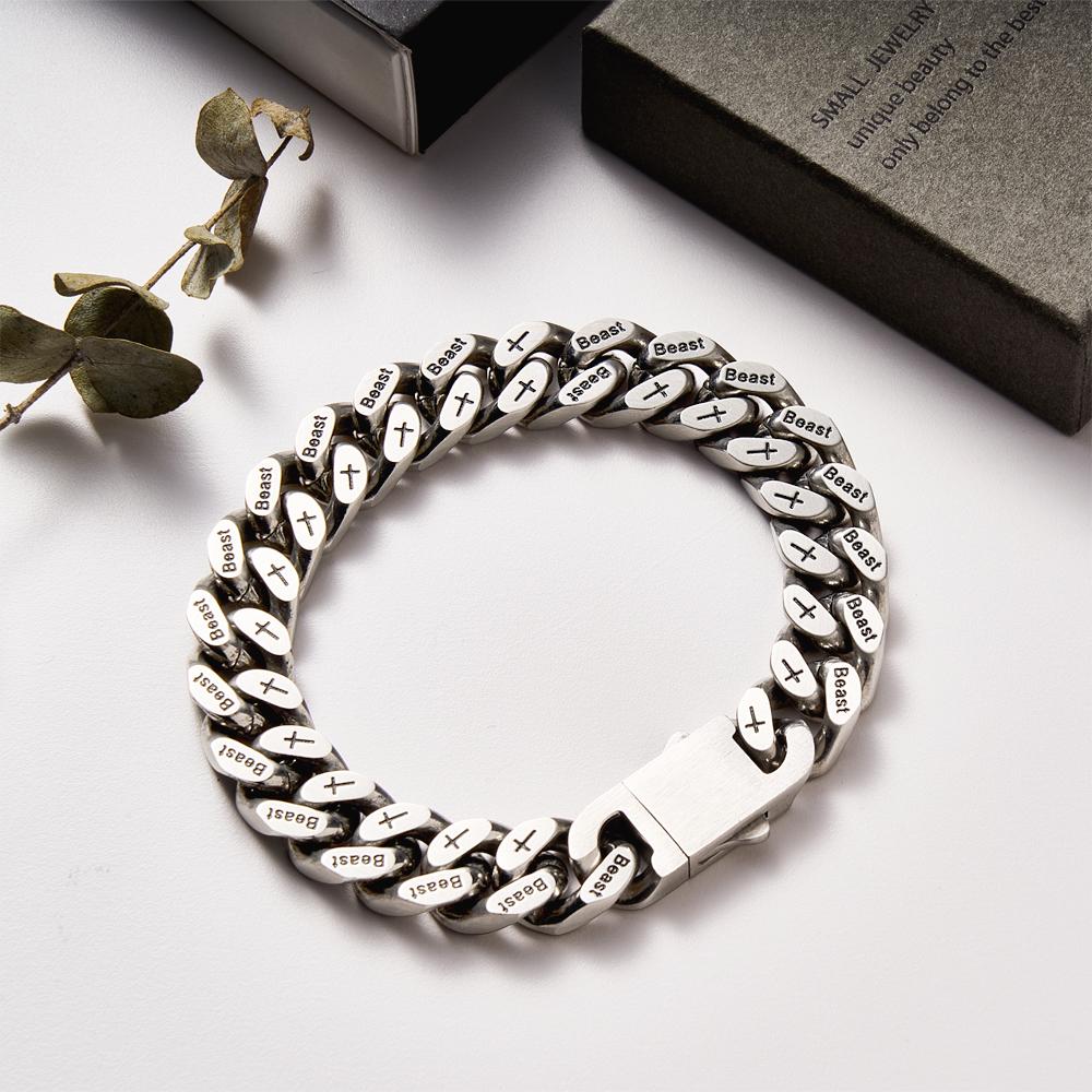 Mens Bracelet Titanium Steel Bracelet Double Sided Beast Cuban Bracelet Perfect Gift for Him - soufeelau