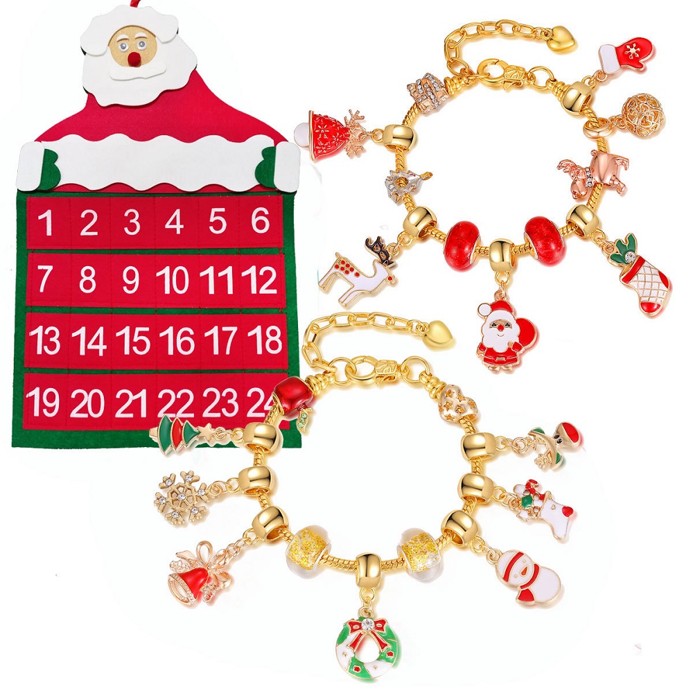 Christmas Bracelet Surprise Blind Box Charms Bracelet Set Calendar Advent 24 Countdown - soufeelau