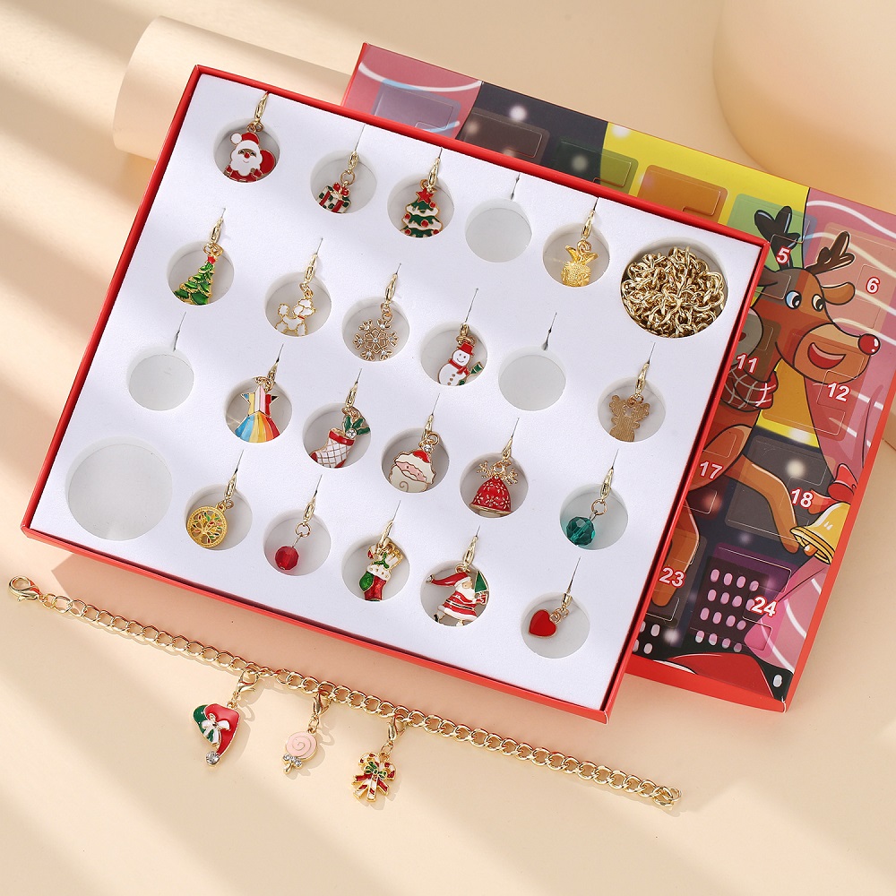 Christmas Charms Bracelet Set Calendar Advent 24 Countdown Surprise Blind Box - soufeelau