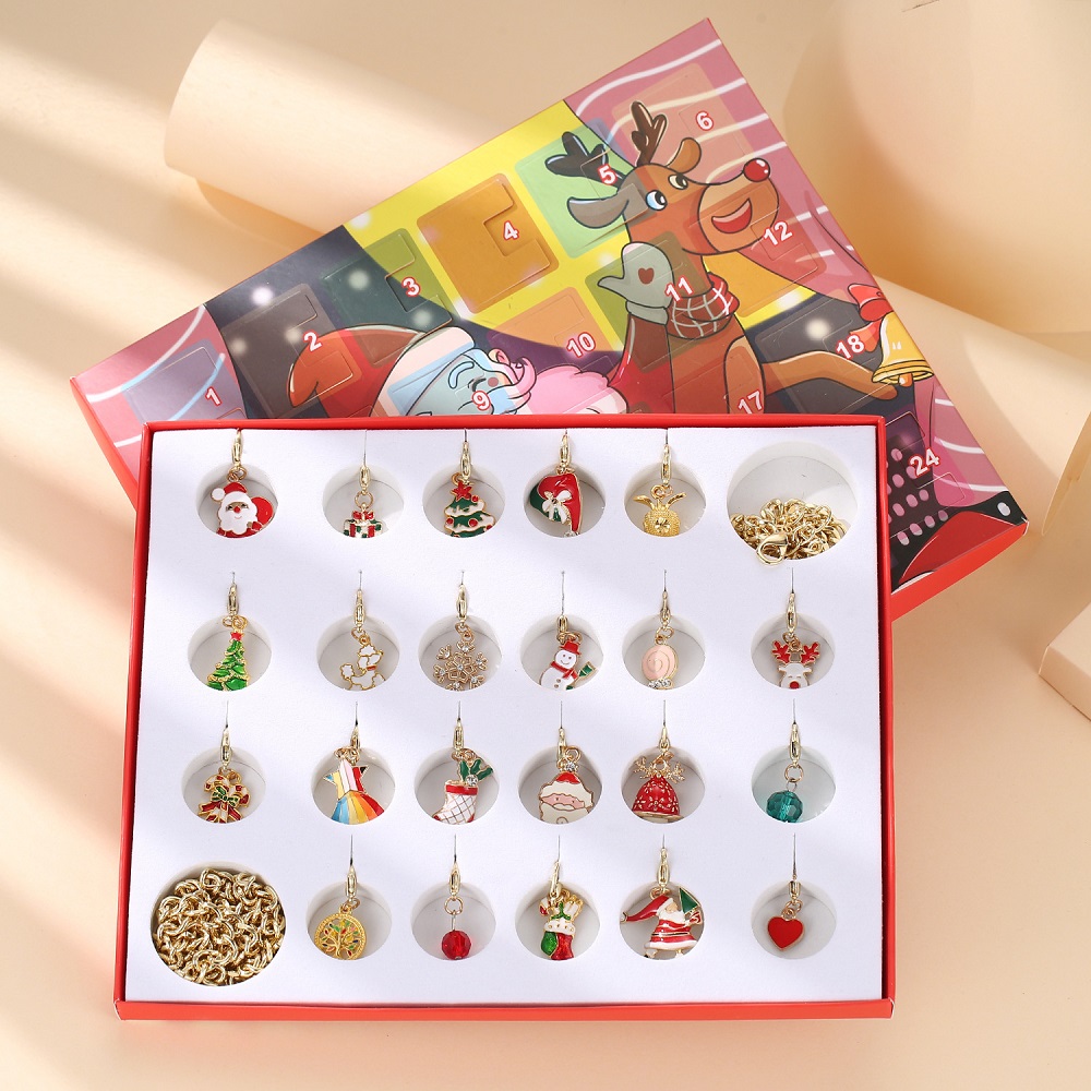 Christmas Charms Bracelet Set Calendar Advent 24 Countdown Surprise Blind Box - soufeelau