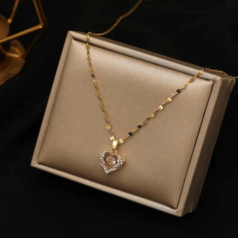 Love Heart Necklace Elegant Wing Diamond Gift - soufeelau