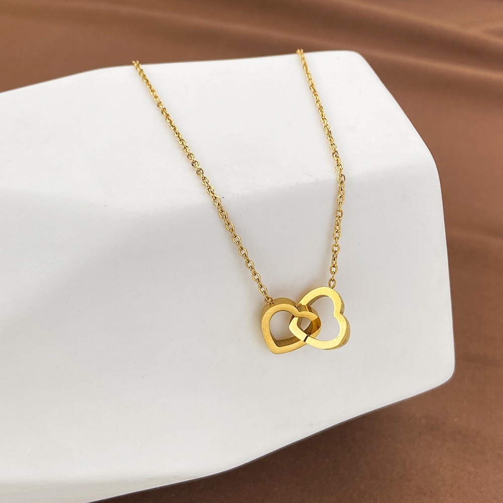 Double Heart Necklace Creative Gift for Women Valentine's Day Wedding Gift for Her - soufeelau